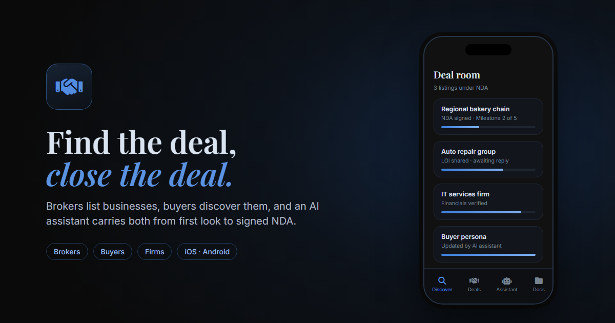 Business acquisition platform app